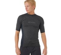 RIP CURL Mens Dawn Patrol Performance UPF Short Sleeve Rash Vest Top - Black Marled - UV Sun Protection and SPF