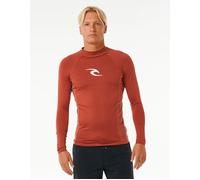 RIP CURL Mens Waves UPF Performance Long Sleeve Rash Vest Top - Red - UV Sun Protection and SPF Properties