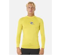 Ripcurl Men's Rip Curl Mens Waves UPF 50 Perf Long Sleeve Rash Vest - Yellow - Size: M