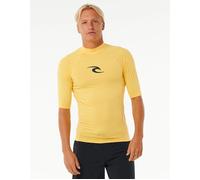 RIP CURL Mens Waves UPF Performance Short Sleeve Rash Vest Top - Yellow - UV Sun Protection and SPF Properties
