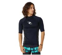 RIP CURL Mens Waves UPF Performance Short Sleeve Rash Vest Top - Black - UV Sun Protection and SPF Properties
