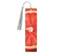 Ripe Grapefruit Slice Metal Bookmarks with Tassel,Cool Book Markers for Reading Women, Men,Aluminum Hanging Ornament Fancy Handmade Craft Reading Accessories Gift for Book Lovers S