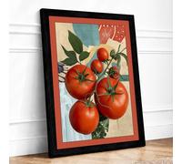 Ripe Tomatoes and Vine Botanical Framed Wall Art Print A3 (42×29.7cm) Black, Wall Decor for Living Room, Bedroom, Office & Home, Ready to Hang, Art Gift