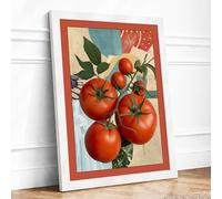 Ripe Tomatoes and Vine Botanical Framed Wall Art Print A3 (42×29.7cm) White, Wall Decor for Living Room, Bedroom, Office & Home, Ready to Hang, Art Gift