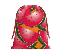 Ripe Watermelon Slice Print Santa Sack Drawstring Bags For Presents, Reusable Plush Holiday Fabric Gift Bags- L Size