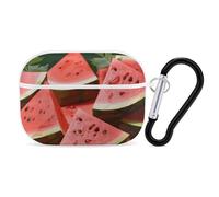 Ripe Watermelon Slice Seeds AirPods Pro 2 Case Cover, Shockproof Hard Shell Protective Case for Women Men, Compatible with Airpod Pro Case 2nd/1st Generation with Keychain-White