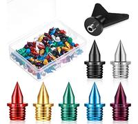 Ripeng 140 Pieces 1/4 Inch Carbon Steel Track Spikes, 7 Colors Light Weight Spikes Track Shoes for Field Sprinting Cross Country, 0.47 Grams