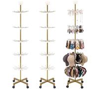 Ripeng 2 Pcs 5-tier Rotating Retail Display Stand Display Rack for Earring Keychains Jewelry Vendor Events and Stores Movable Adjustable Shop Spinner Gold Ornament Holder