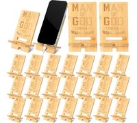 Ripeng 20 Pcs Christian Bulk for Church Bamboo Phone Stand for Employee Desk Office Workers Thank You Gift for Team Coworkers Staff Volunteer Nurse Teacher W olleagues