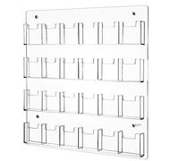 Ripeng 24 Pocket Vertical Business Card Holder Wall Mount Clear Sticker Display Rack Acrylic Business Card Holder Display Vertical Multiple Clear Acrylic Organizer for Home Office Wall
