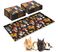 Ripeng 25 Pcs 4 x 2 ft Disposable Guinea Pig Cage Liner Waterproof Kraft Paper Cute Mushroom Print Guinea Pig Cage Bottom Large Lining Bag for Small Animals