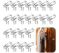 Ripeng 30 Pcs Single Keyhole Hangers with Screws, Heavy Duty Metal Picture Hanger Brackets for Frames, Mirrors, Shelves, Cabinets and Wall Decor, 43 x 16 mm(Silver)