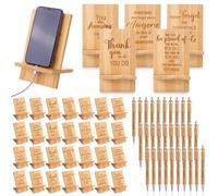 Ripeng 30 Set Christmas Employee Appreciation Gifts Bulk Bamboo Phone Stands with Ballpoint Pens for Desk Office Workers Thank You Gift for Employee Coworker Volunteer Nurse Teacher (Assorted Variety)