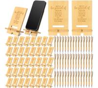 Ripeng 40 Sets Employee Appreciation Gifts Bulk Bamboo Phone Stands with Ballpoint Pens for Desk Office Workers Thank You Gift for Team Coworkers Staff Volunteer Nurse Teacher Colleagues