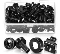 Ripeng 50 Pack M6 x 16 mm Rack Mount Cage Nuts, Screws and Washers Black | Stainless Steel, Corrosion Resistant Finish, Transparent Storage Box, Racks Mounts Servers Shelves, Routers, server Cabinet