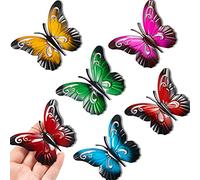 Ripeng 6 Pieces Metal Butterfly Wall Art Metal Butterfly Sculpture Hanging Ornaments Garden for Indoor Outdoor Yard Wall Decor, 3.5 x 2.8 Inches