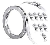 Ripeng 9 Pcs 11.5 Feet Stainless Steel Large Hose Clamps, Worm Drive, Adjustable for Intercooler, Pipe, Plumbing, Tube and Fuel Line