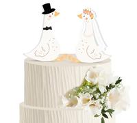 Ripeng Goose Couple Wedding Cake Topper Acrylic Silly Goose Statues Wedding Mr and Mrs Geese Cake Topper for Weddings Bride & Groom Engagement Anniversary Funny Couple Statue Desk Decoration
