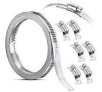Ripeng Stainless Steel Hose Clamps Large Worm Gear Duct Pipe Hose Clamp Assortment Kit Adjustable Pipe Clamp Screw Clamps for Intercooler, Plumbing, Tube and Fuel Line (8.2 Feet, 7 Pcs)
