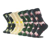 RIPETIC Funny Novelty Socks, Animal Print Crew Socks for Dog Lovers | Men's and women's crew socks, cute pig and dog patterns, 4 Pairs