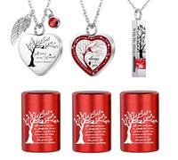 RIPFEVURN Small Mini Sharing Urns for Human Ashes Keepsake Adult Female Male Tree of Life Cremation Jewelry Urn Necklaces for Ashes for Women Men Set of 6(Red)