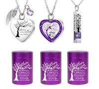RIPFEVURN Small Mini Urns for Human Ashes Keepsake Adult Female Male Tree of Life Cremation Jewelry Urn Necklaces for Ashes for Women Men Set of 6, Aluminum