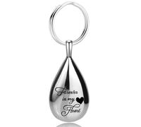 RIPFEVURN Teardrop Cremation Jewelry Urn Keychain for Ashes for Women Men Forever in My Heart Memorial Keepsake Human Pet Ashes Pendant, Stainless Steel, No Gemstone