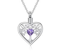 RIPFEVURN Tree of Life Heart Urn Necklaces for Ashes for Women Men Stainless Steel Cremation Jewelry Urn Locket for Human Ashes Holder Memorial Keepsake Pendant, Stainless Steel, No Gemstone
