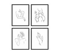 RipGrip Minimalist Line Art Prints Set of 4 Aesthetic Art Posters | Drawing Poster | Black/White Prints | Unframed (8x10)