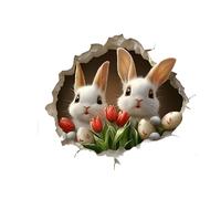 Ripped Easter Bunny Sticker | Cute Broken Wall Decor Easter Toilet Sticker - Spring Indoor Party