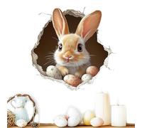 Ripped Easter Bunny Sticker Cute Funny Ripped Effect Broken Wall Decal | Easter Wall Stickers - For Indoor Bedroom Apartment Dorm Garden Party