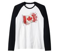 Ripped Edge Flag Canada Distressed Canadian Raglan Baseball Tee