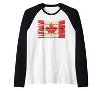 Ripped Edge Flag Canada Distressed Canadian Raglan Baseball Tee