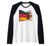 Ripped Edge Flag Germany Distressed German Signature Raglan Baseball Tee