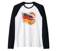 Ripped Edge Flag Germany Distressed German Signature Raglan Baseball Tee