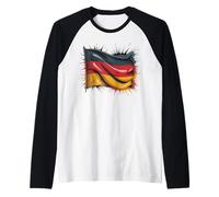 Ripped Edge Flag Germany Distressed German Signature Raglan Baseball Tee