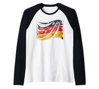 Ripped Edge Flag Germany Distressed German Signature Raglan Baseball Tee