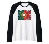 Ripped Edge Flag Portugal Distressed Portuguese Signature Raglan Baseball Tee