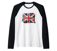 Ripped Edge Flag United Kingdom Distressed UK Signature Raglan Baseball Tee