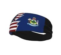 Ripped Style American and Flag of Maine Headbands Men Women Non Slip Wicking Sports Sweatband for Gym Basketball Yoga Hairbands