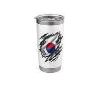 Ripped Torn Effect South Korea Flag Stainless Steel Insulated Tumbler