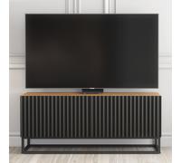 Ripple 100cm TV Unit - Oak & Black Modern Fluted Design