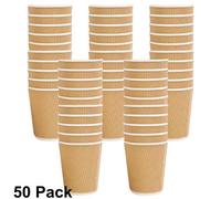 Ripple Brown Paper Cups Triple Layer 240Ml/8Oz Insulated Disposable Coffee Drinkware For Hot & Cold Drinks No Lids 50 Pack