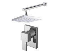 Ripple Concealed Square Manual Valve, Arm & Head Shower Bundle Set - Chrome - Balterley
