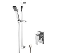 Ripple Concealed Square Manual Valve & Slide Rail Kit Shower Bundle Set - Chrome - Balterley