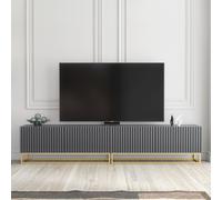 Ripple Duo 200cm TV Unit - Dark Grey Modern Fluted Design