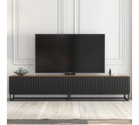 Ripple Duo 200cm TV Unit - Oak & Black Modern Fluted Design