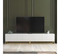 Ripple Duo 200cm TV Unit - White Modern Fluted Design