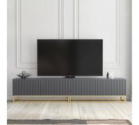 Ripple Duo Tv Unit 200Cm Dark Grey Fluted Design With Push To Open Doors - Creative Furniture
