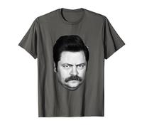 Ripple Junction Parks & Recreation Ron Swanson T-Shirt - Men's Classic Fit Grey Short Sleeve Crew Neck T-Shirt - Size S